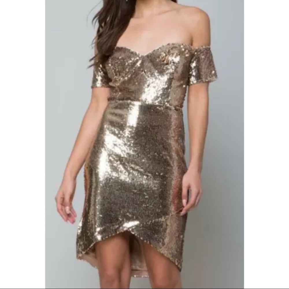 Bebe- gold sequin cocktail dress - Small- brand new with tags